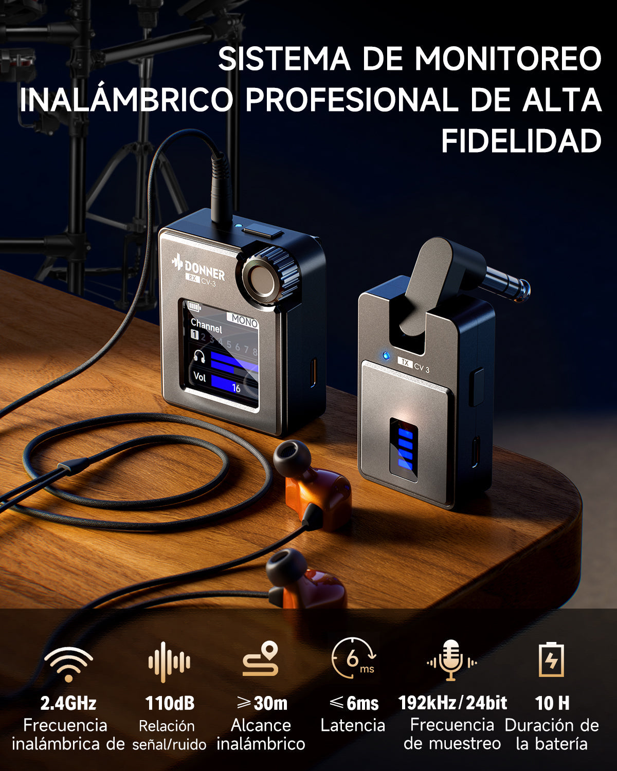 Donner CV-3 Sistema de monitoreo in-ear inalámbrico