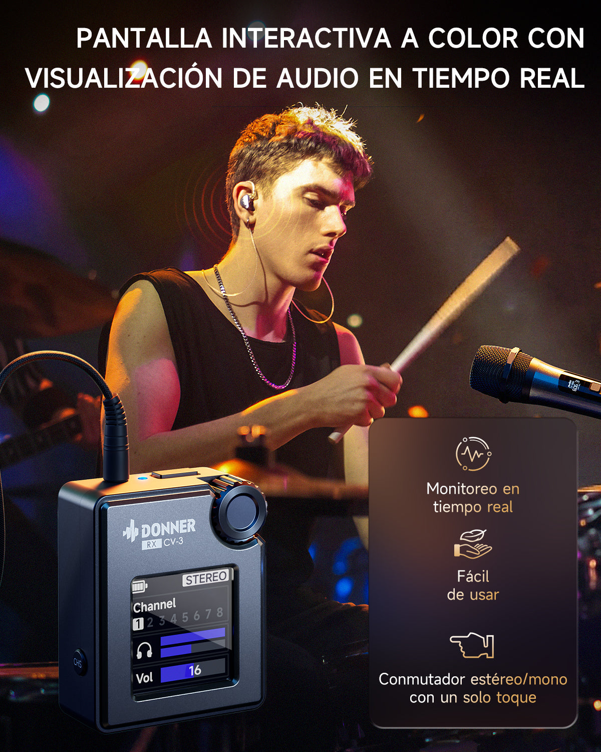 Donner CV-3 Sistema de monitoreo in-ear inalámbrico