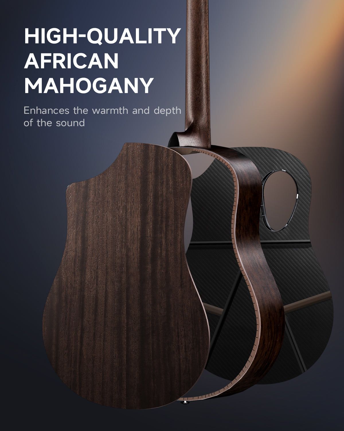Donner RISING-G1 Guitarra acústica de viaje de 38 pulgadas negra