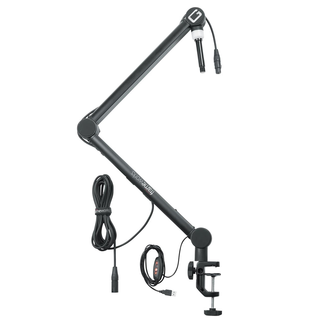 Gator Frameworks GFWMICBCBM4000 Soporte de micrófono Boom de transmisión profesional con luz LED