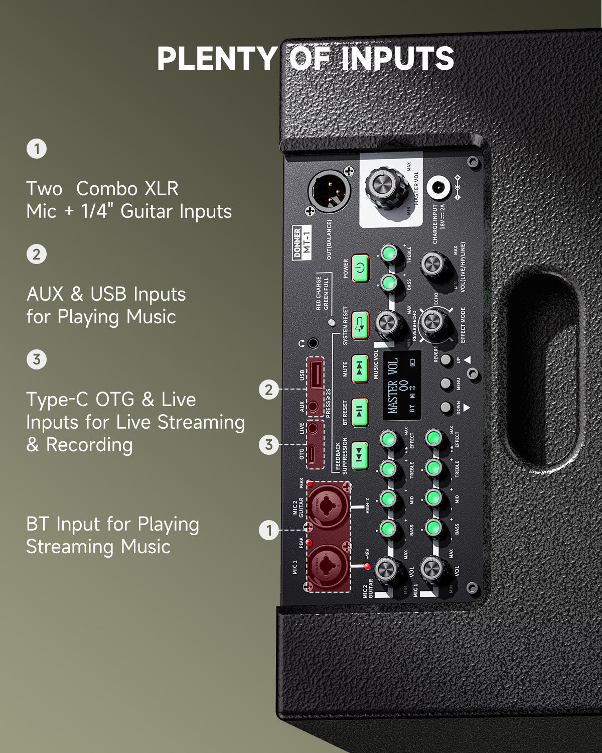 Donner MT-1 Parlante portátil de 8 pulgadas con Bluetooth