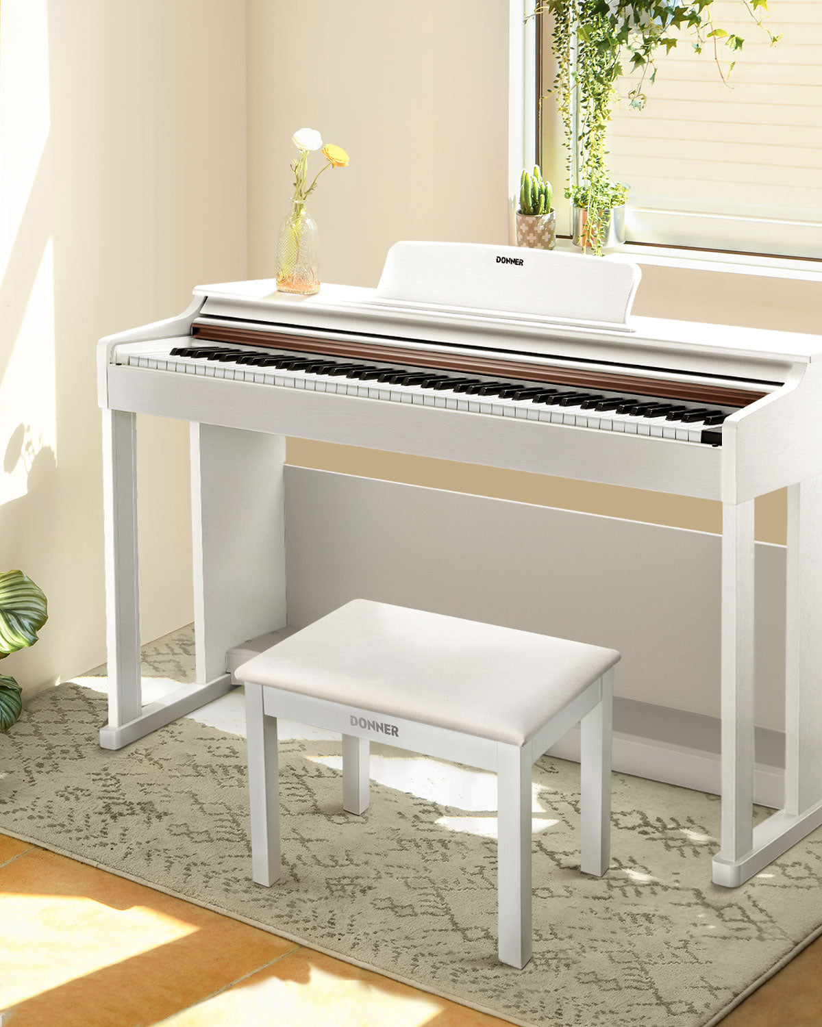 Donner DKB-10 Banqueta de piano blanca