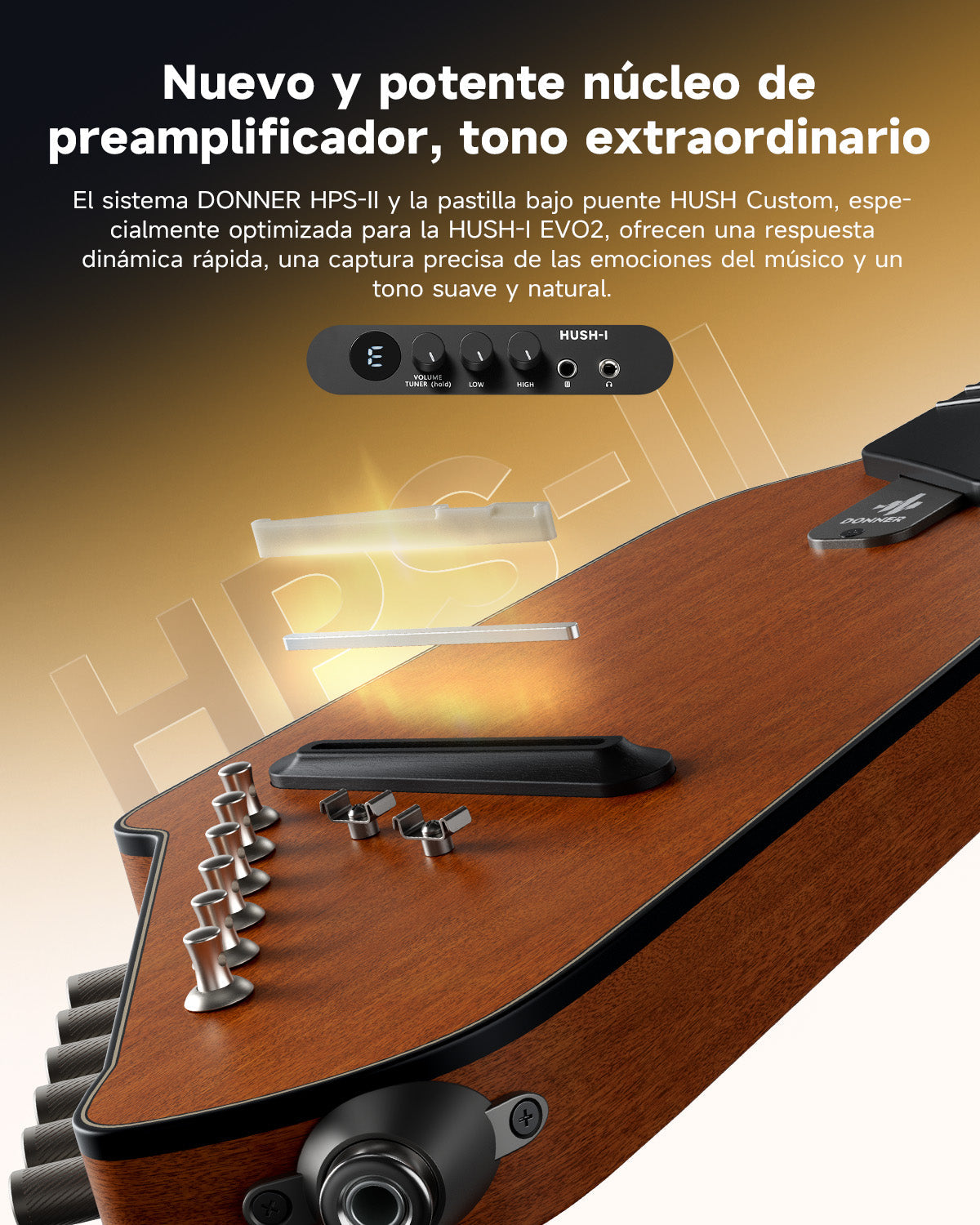 Donner HUSH I Evo2 Guitarra silenciosa de viaje EC7488