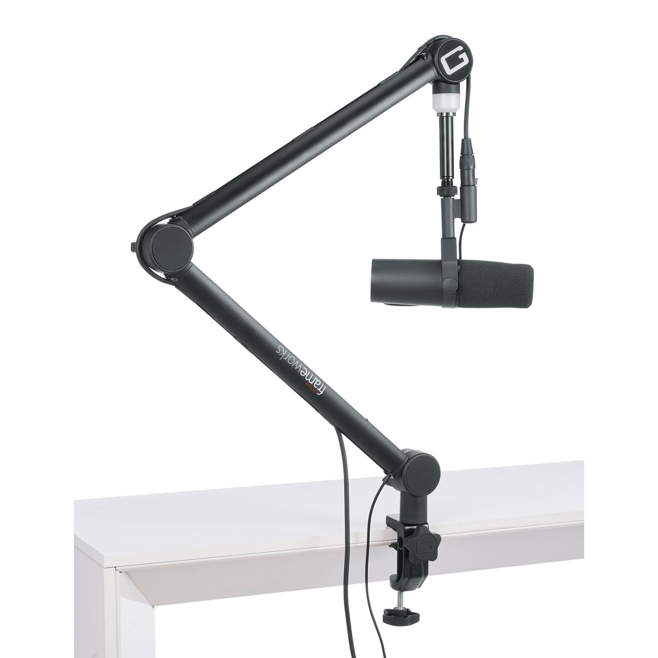 Gator Frameworks GFWMICBCBM4000 Soporte de micrófono Boom de transmisión profesional con luz LED