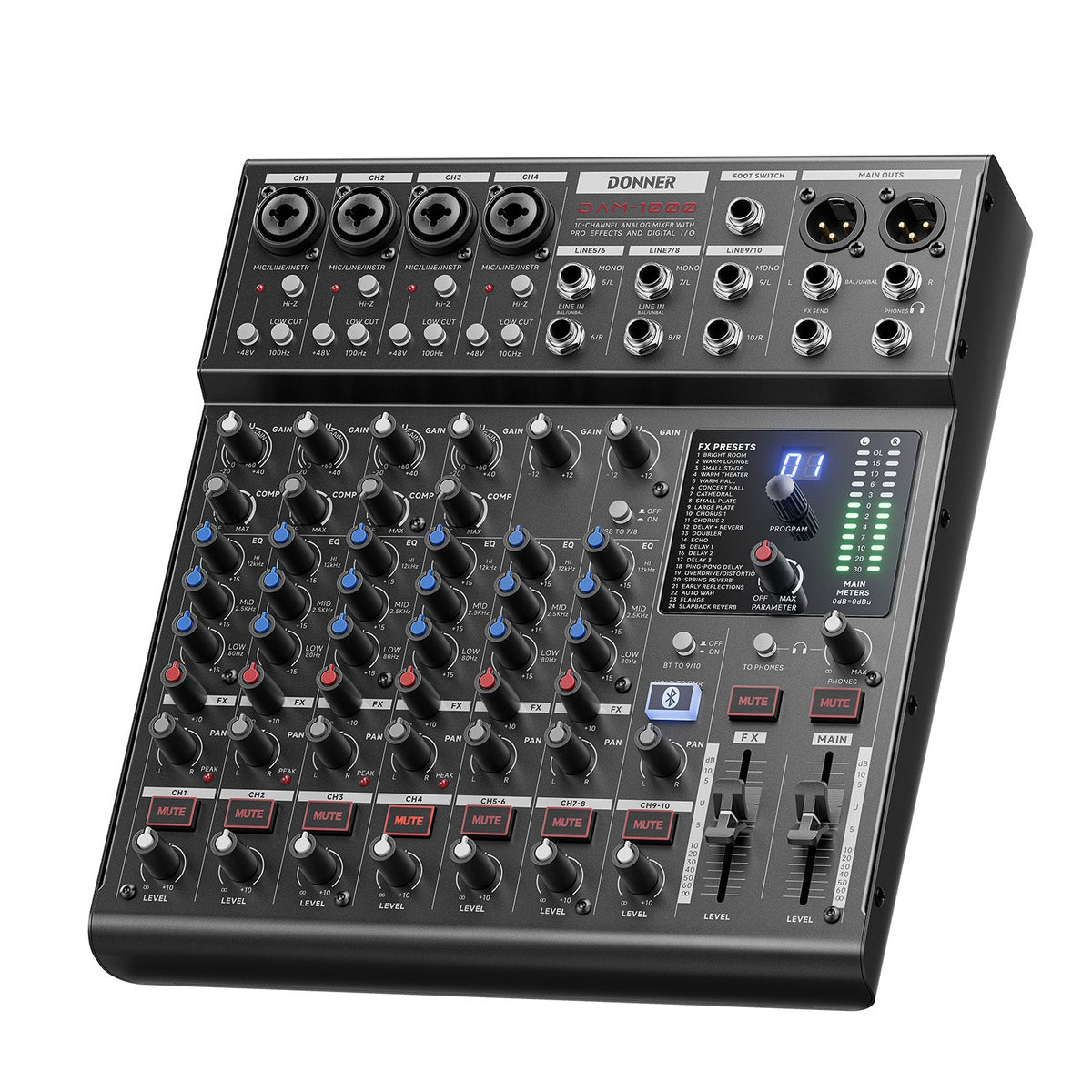 Donner DAM-1000 Mixer de 10 canales con Bluetooth