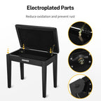 Donner DKB-10 Banqueta de piano negra con almacenamiento