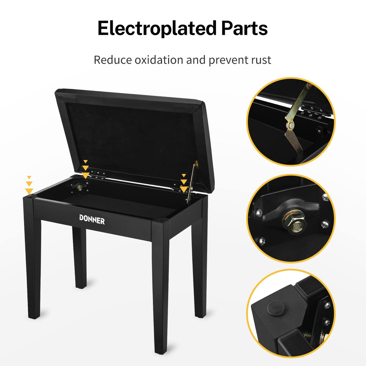 Donner DKB-10 Banqueta de piano negra con almacenamiento