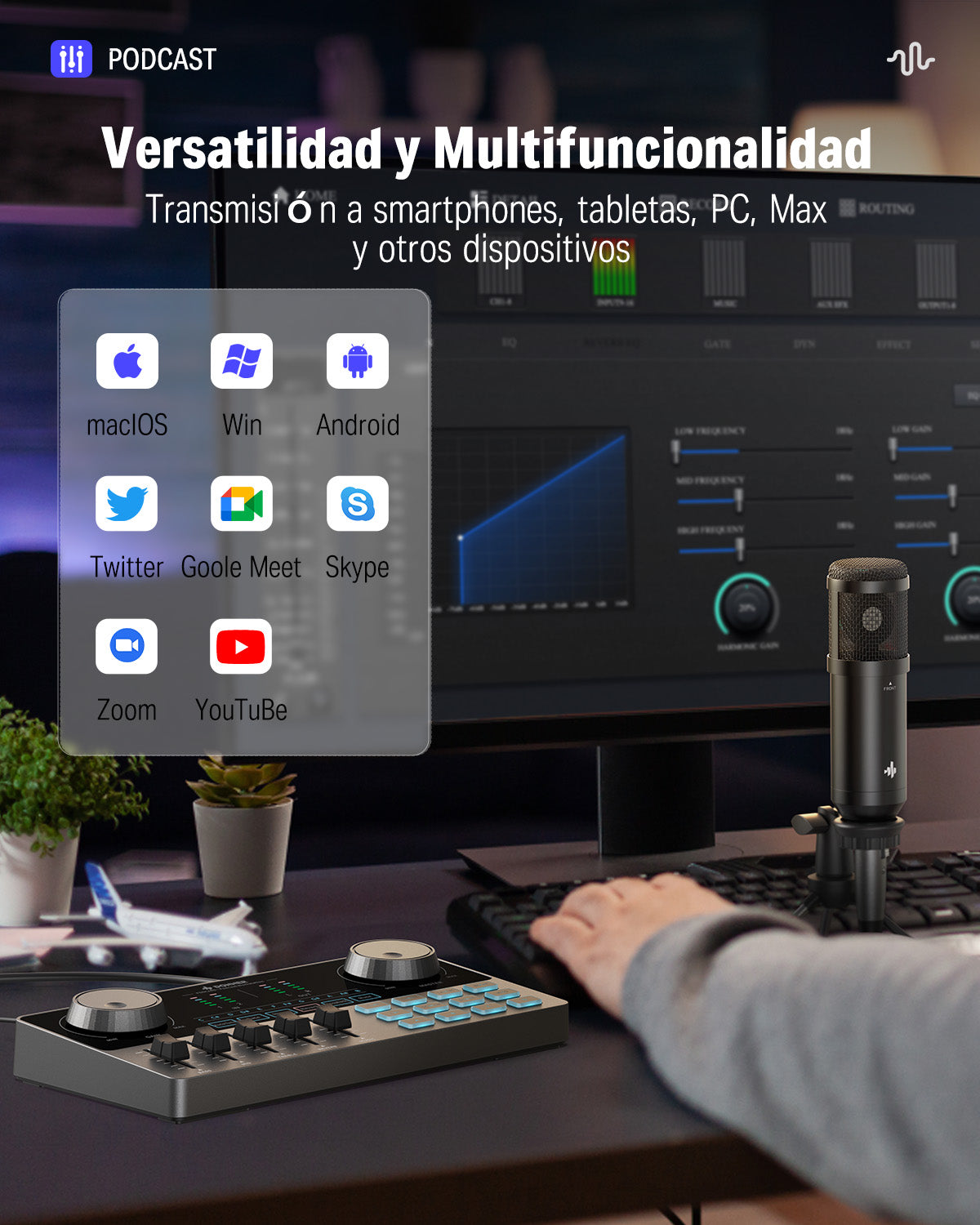 Donner Podcast Bundle Kit de podcasting con mixer y micrófono