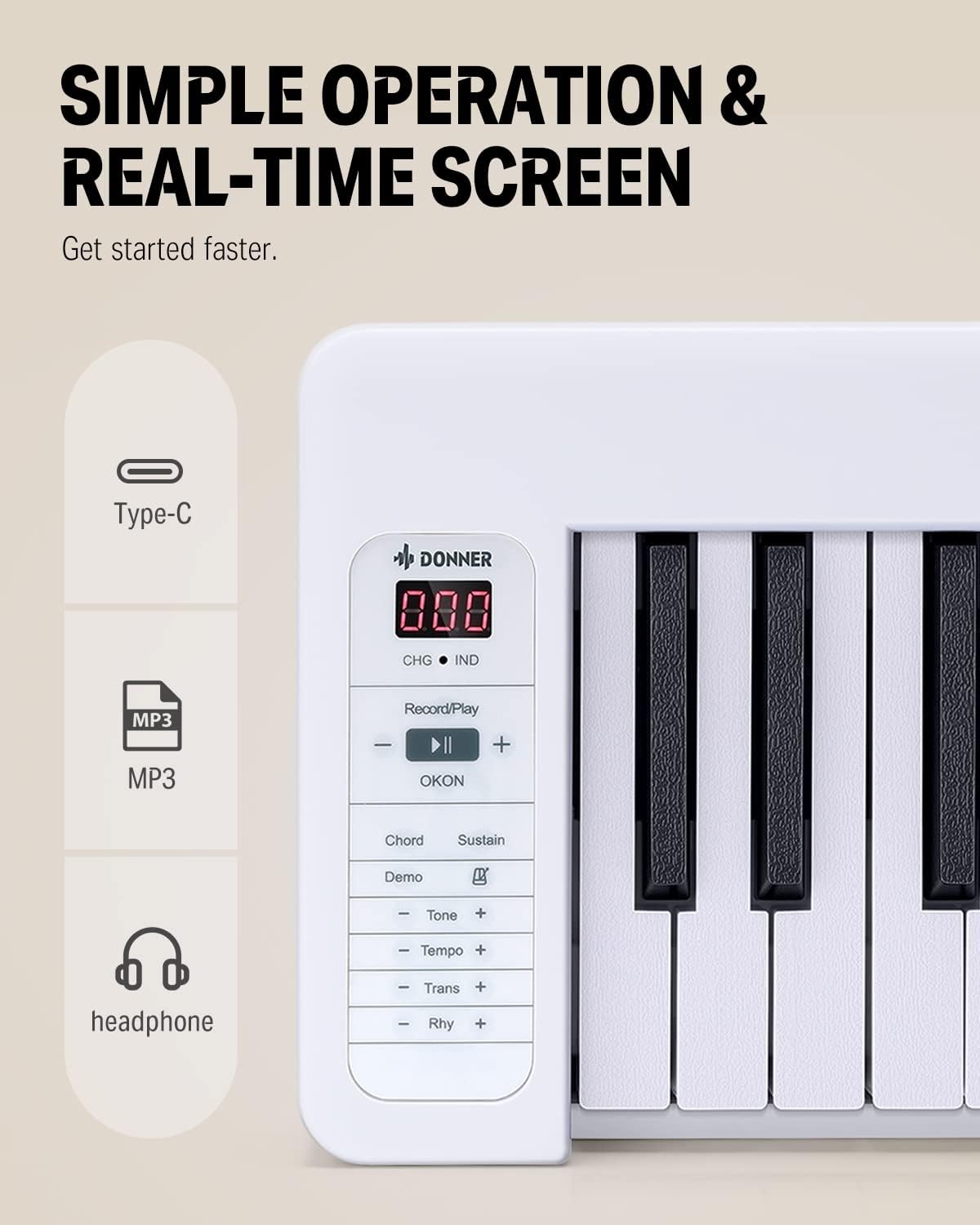 Donner DP-06 Teclado digital plegable de 61 teclas
