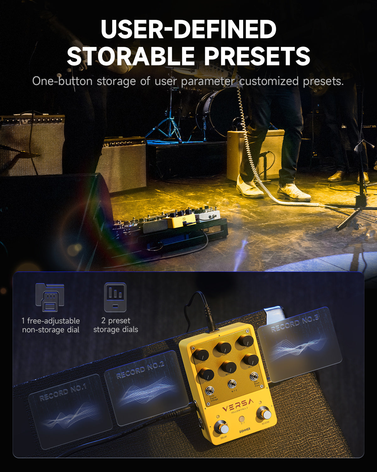 Donner VERSA Yellow Fall II Pedal de delay y reverb