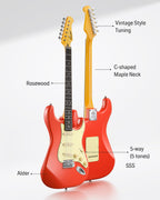 Donner DST-600 Guitarra eléctrica con funda EC6800