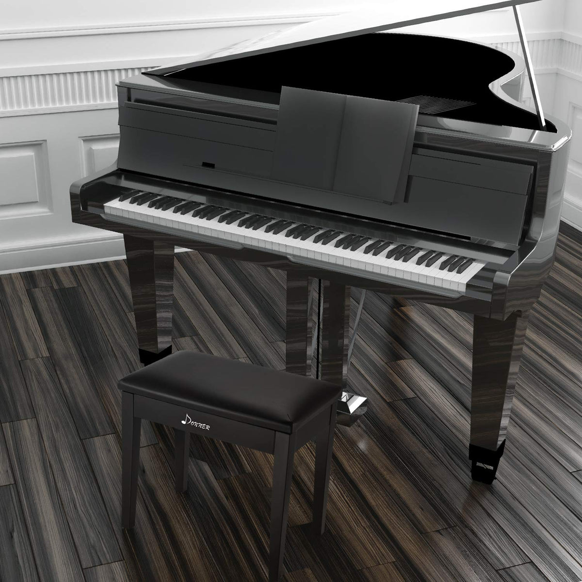Donner DKB-10 Banqueta de piano negra con almacenamiento