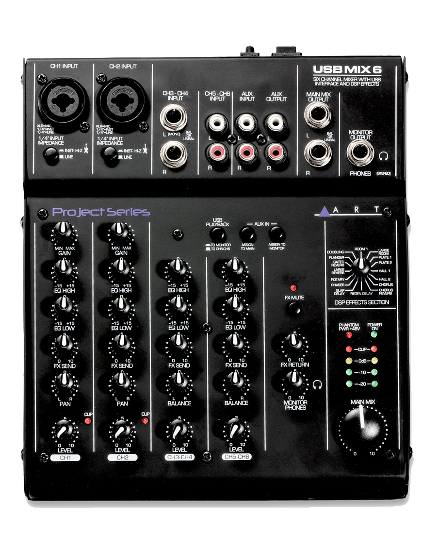 Art® USB MIX6 Mezclador Interfaz 6 Canales