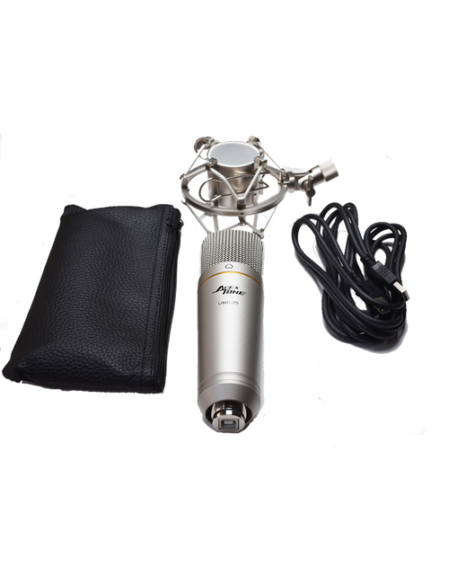 ApexTone® UMC-20 Micrófono Estudio Condensador USB Kit: Araña Funda Cable USB 3 mt
