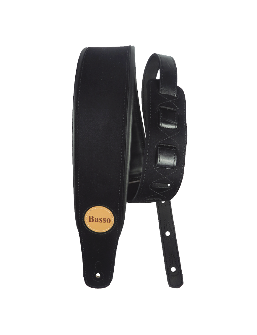 Basso® CLASSIC Suede Correa Guitarra Gamuza 7cm Largo: 145cm | Negro