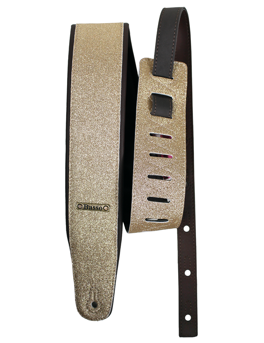 Basso® Glitter Correa Guitarra 7cm Largo: 145cm | Gold Light