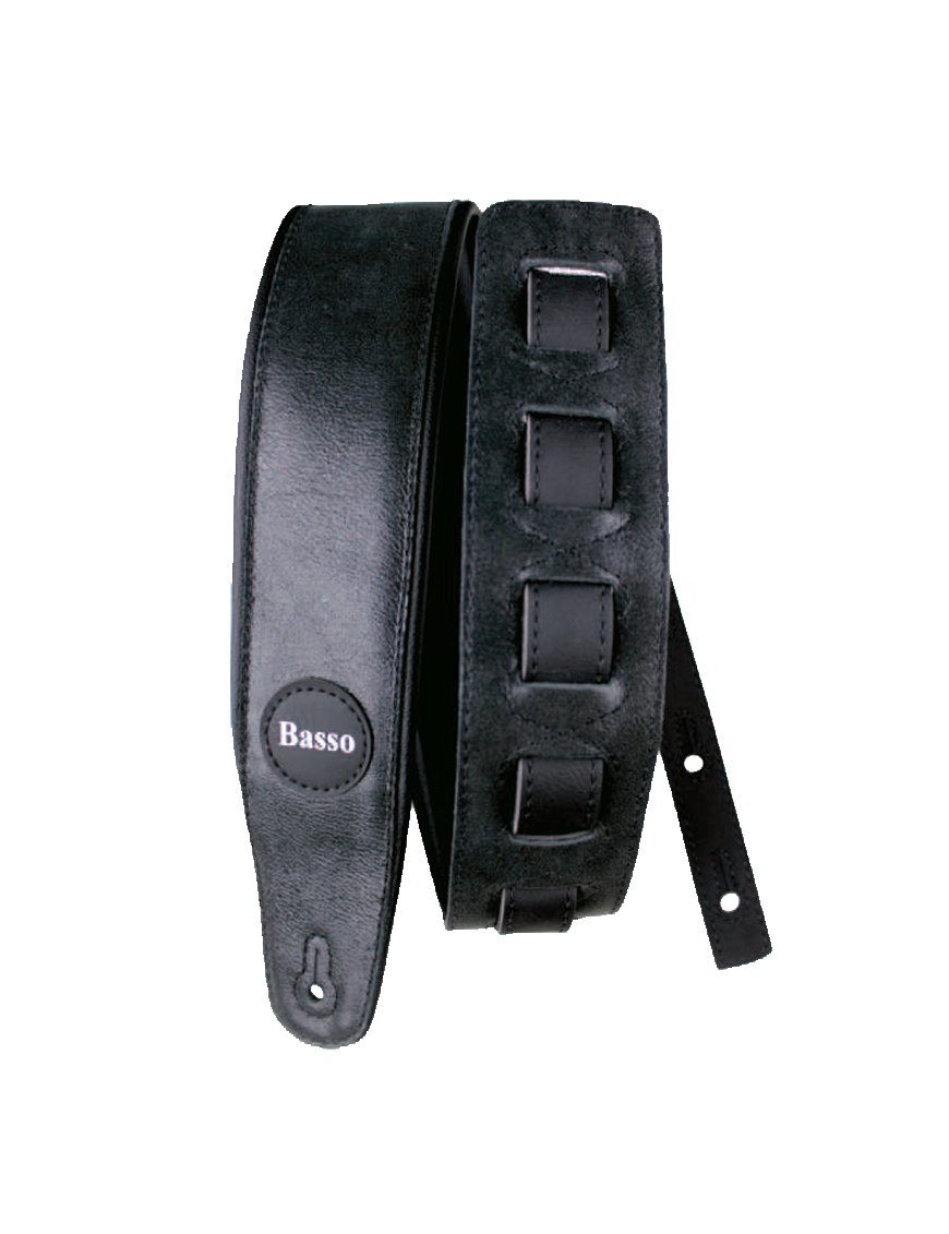 Basso® CLASSIC Black Correa Guitarra Cuero 7cm Largo: 145cm