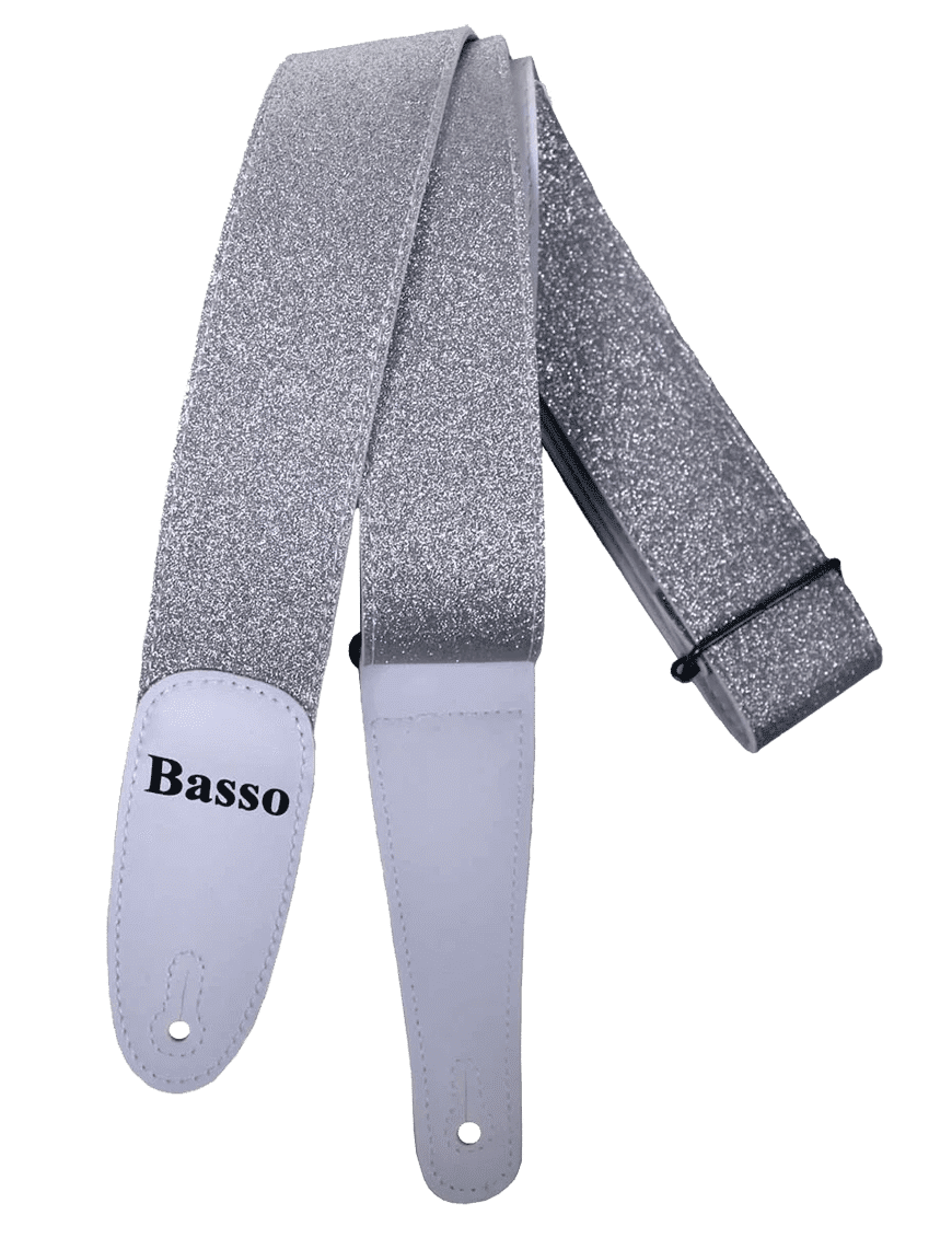 Basso Correa Guitarra Glitter Silver 5 Cm 90/145 Cm