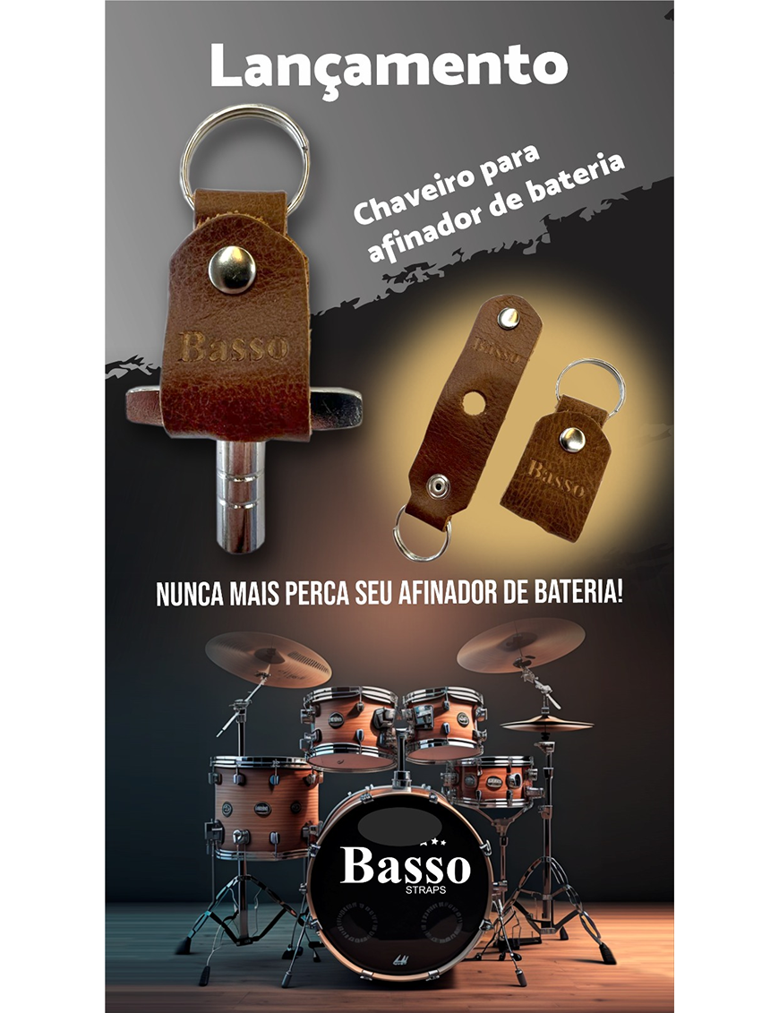 Basso® Llavero Cuero Porta Llave Afinación Batería Negro