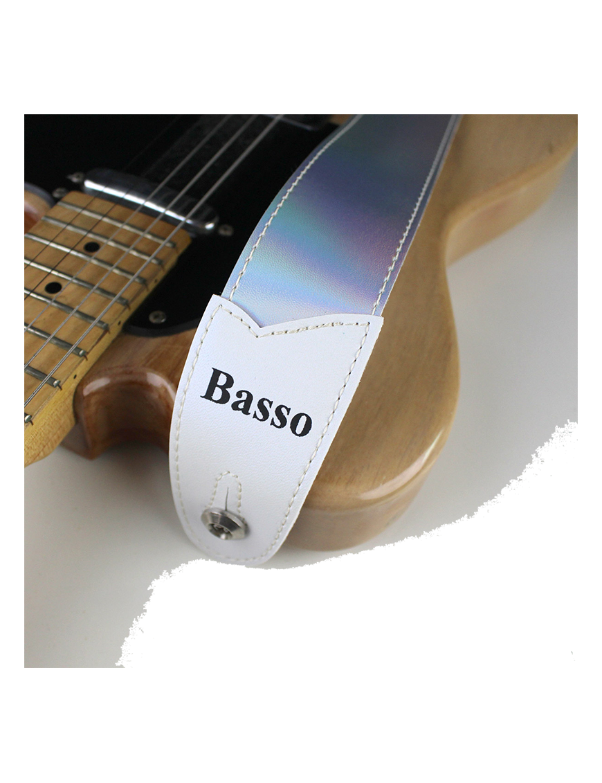 Basso® Chrome Line Sillver Tornasol Correa Guitarra 5cm Largo: 145cm