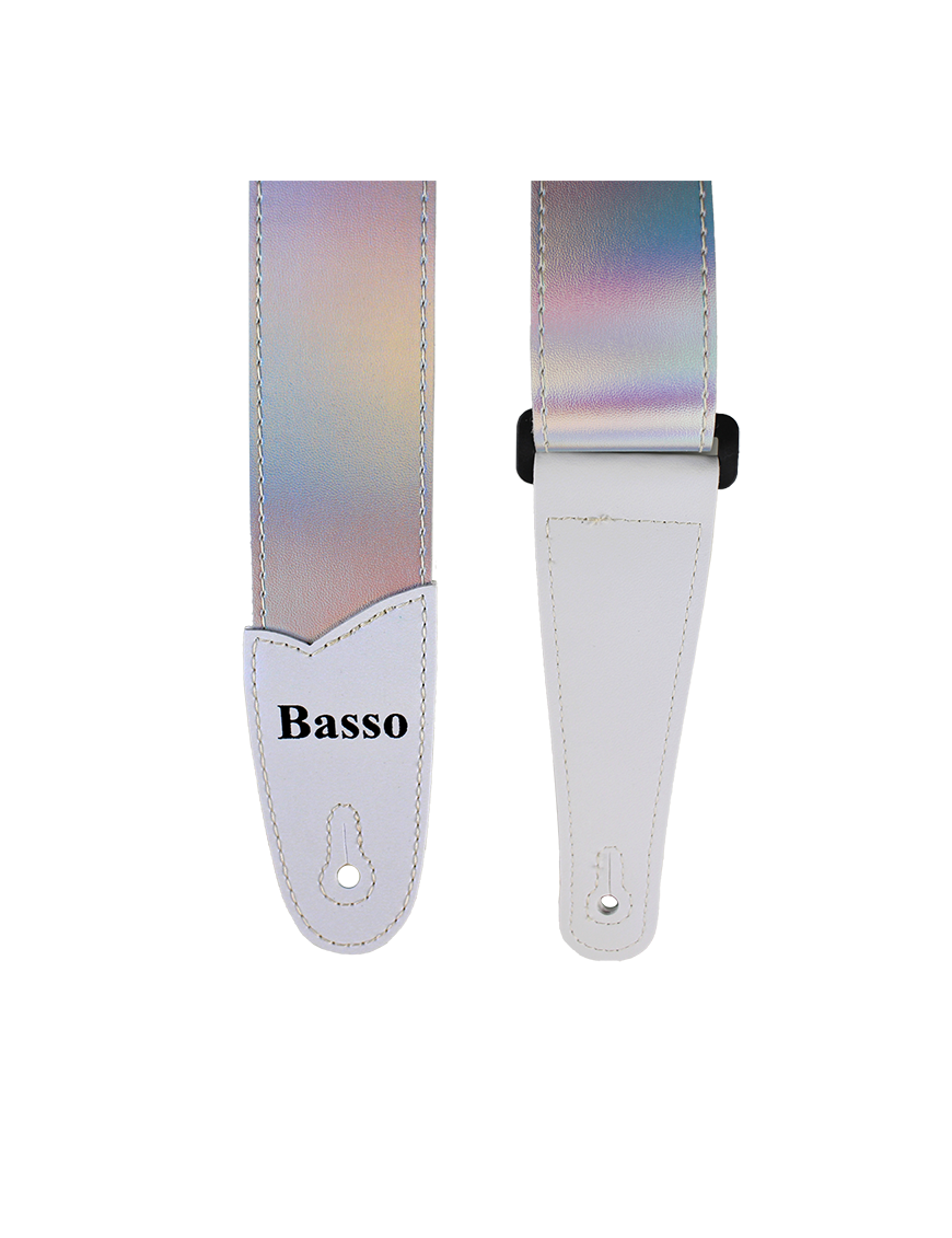 Basso® Chrome Line Sillver Tornasol Correa Guitarra 5cm Largo: 145cm