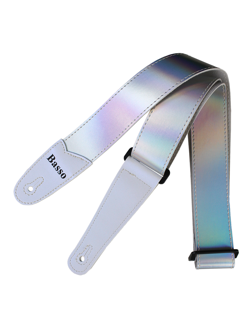 Basso® Chrome Line Sillver Tornasol Correa Guitarra 5cm Largo: 145cm