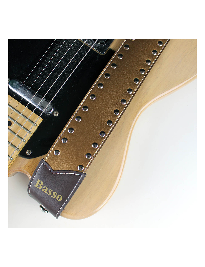Basso® Chrome Spark Line Gold Correa Guitarra 5cm Largo: 145cm