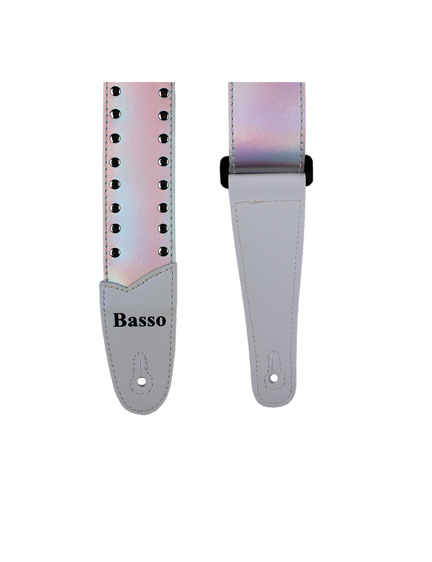 Basso® Chrome Spark Line Silver Tornasol Correa Guitarra 5cm Largo: 145cm