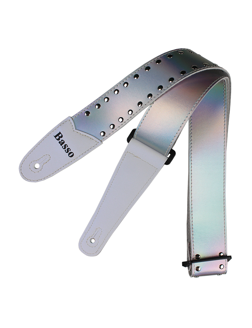 Basso® Chrome Spark Line Silver Tornasol Correa Guitarra 5cm Largo: 145cm