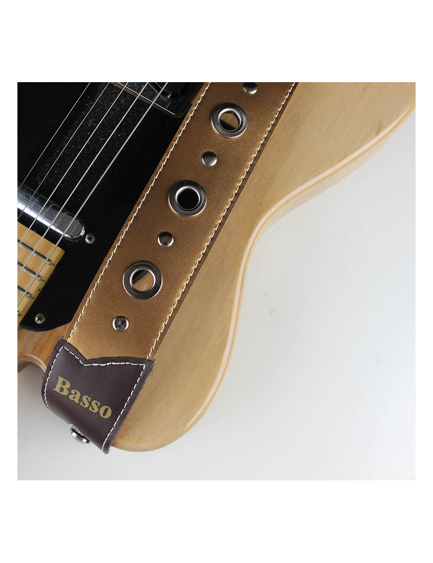 Basso® Chrome Urban Line Gold Correa Guitarra 5cm Largo: 145cm