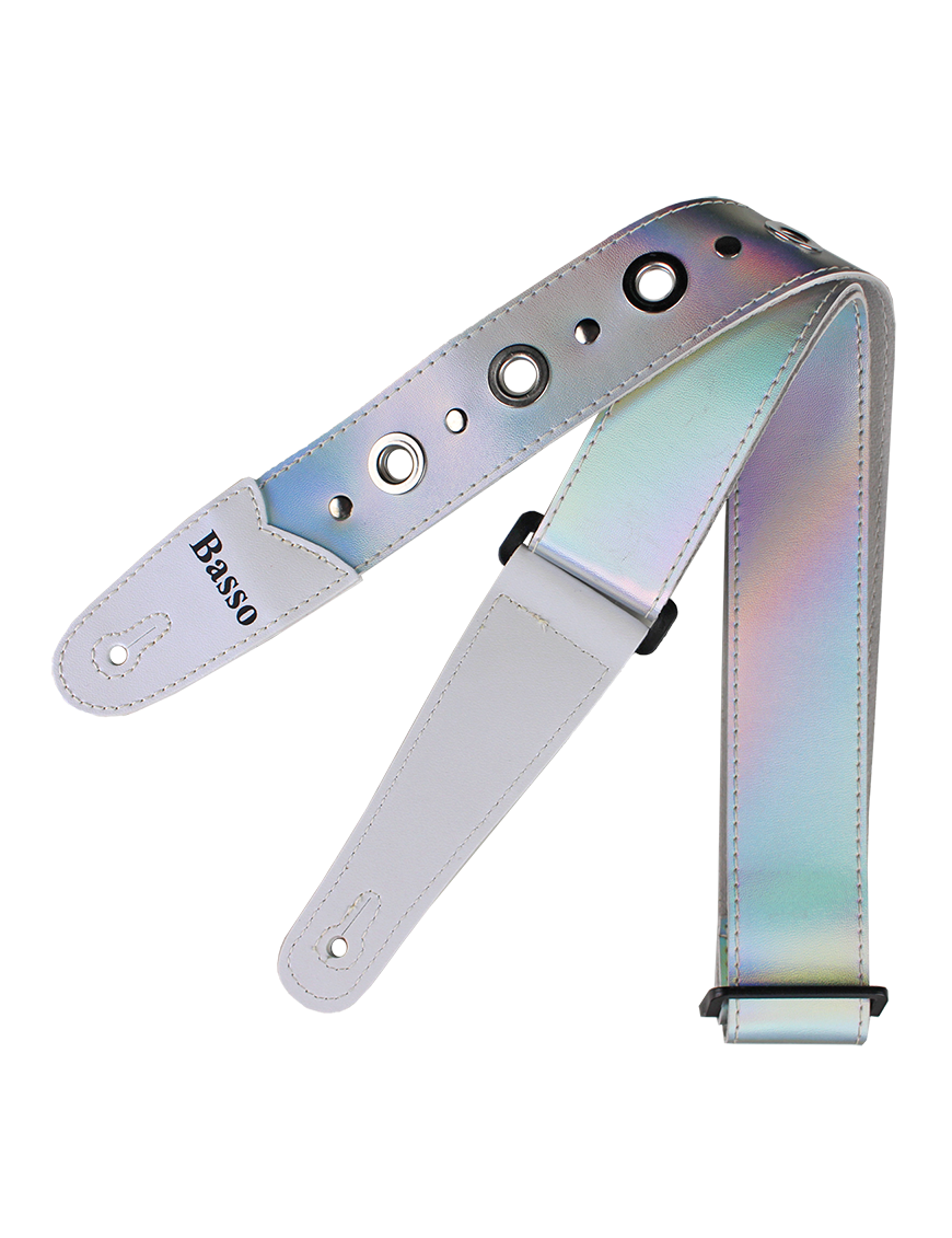 Basso® Chrome Urban Line Silver Tornasol Correa Guitarra 5cm Largo: 145cm