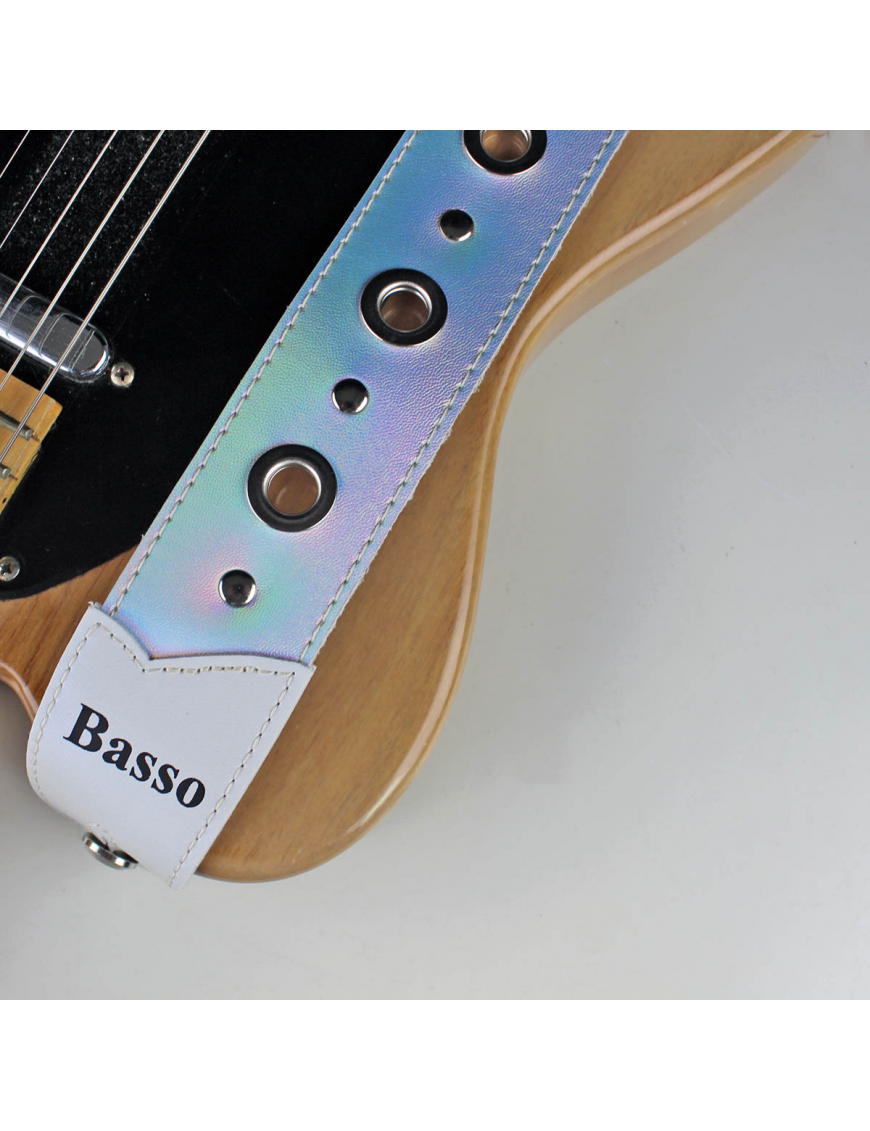 Basso® Chrome Urban Line Silver Tornasol Correa Guitarra 5cm Largo: 145cm