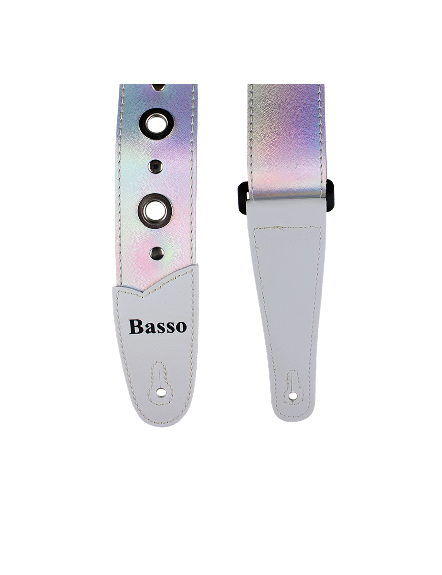 Basso® Chrome Urban Line Silver Tornasol Correa Guitarra 5cm Largo: 145cm