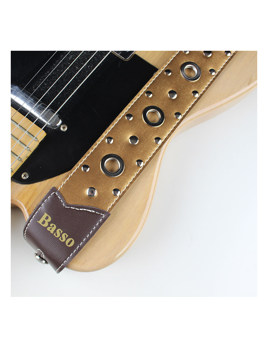 Basso® Chrome Urban Line Gold Correa Guitarra 5cm Largo: 145cm
