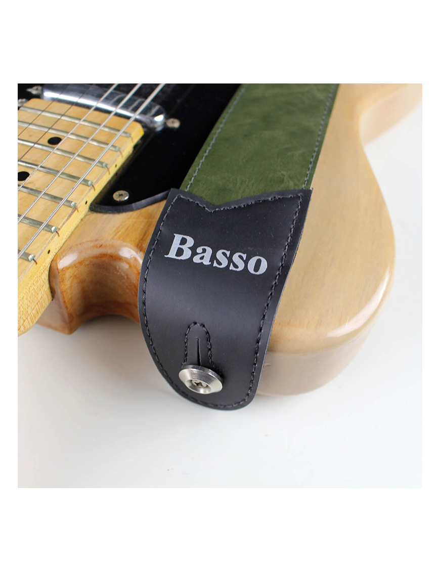 Basso® Vintage Line Moss Green Correa Guitarra 5cm Largo: 145cm
