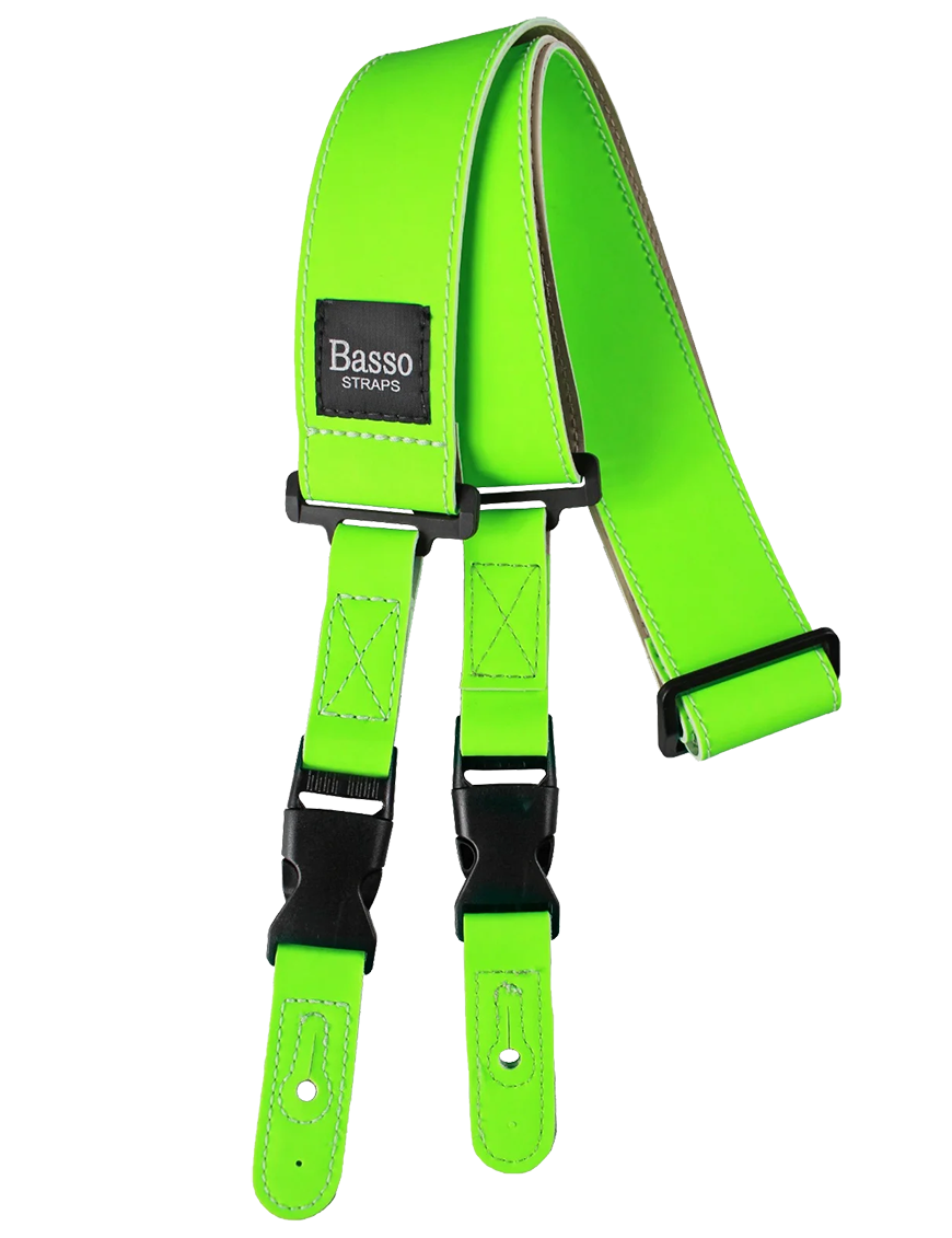 Basso® NEON Green Quick Release Correa Guitarra 5cm Largo: 160cm