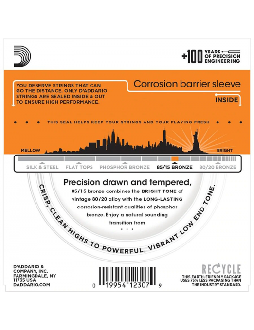 D'Addario EZ900 10-50 Cuerdas Guitarra Acústica 85/15 Bronze