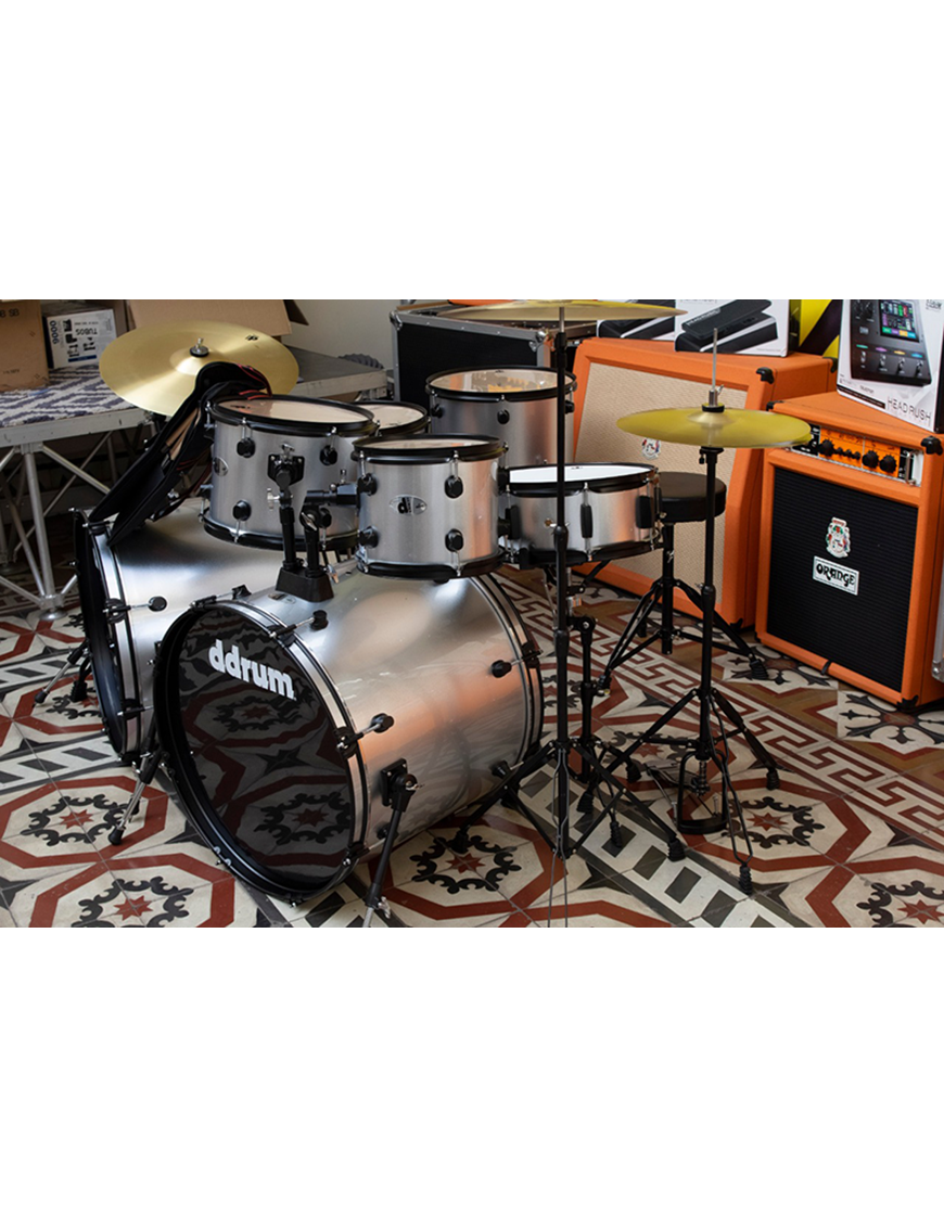 ddrum® D7BSB Batería Doble Bombo Set: 7 Piezas Trono Platillos Color: Silver