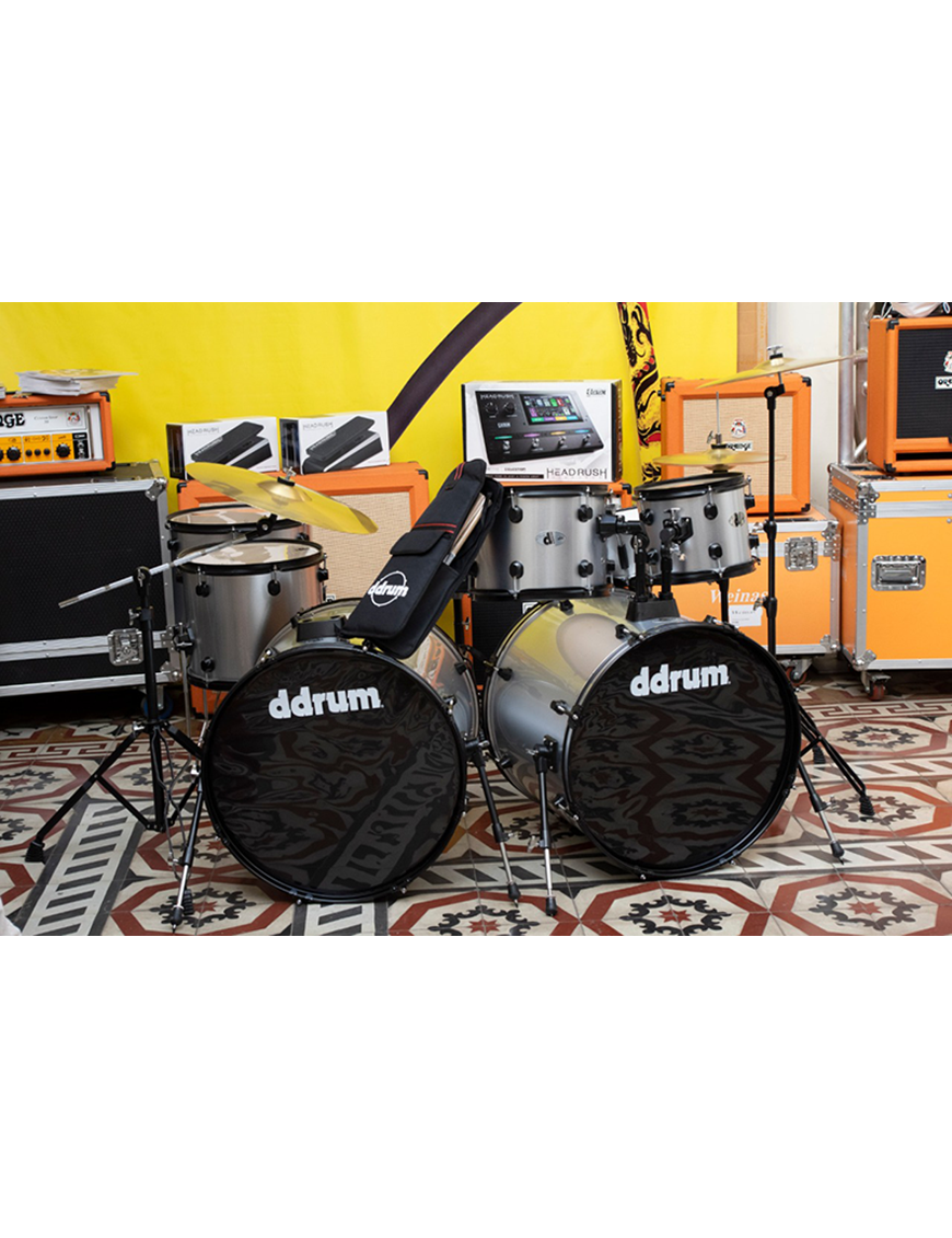 ddrum® D7BSB Batería Doble Bombo Set: 7 Piezas Trono Platillos Color: Silver