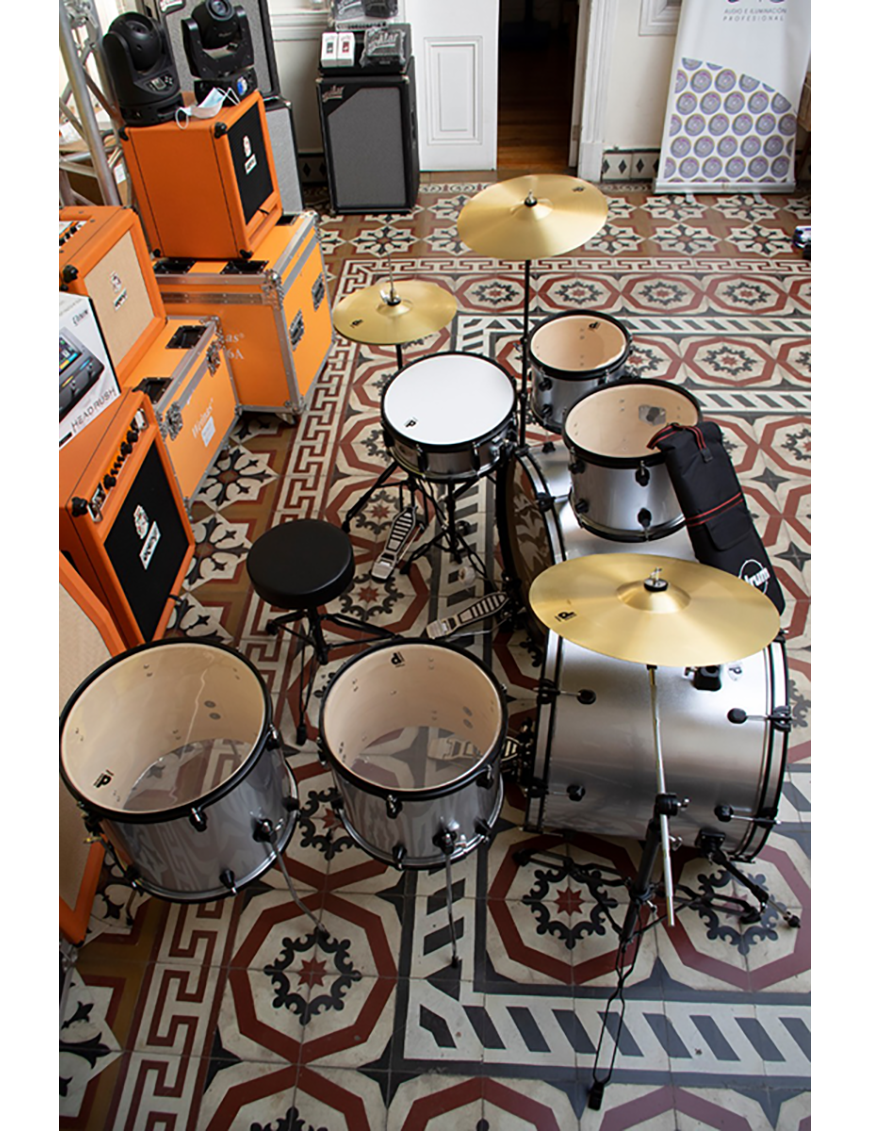 ddrum® D7BSB Batería Doble Bombo Set: 7 Piezas Trono Platillos Color: Silver