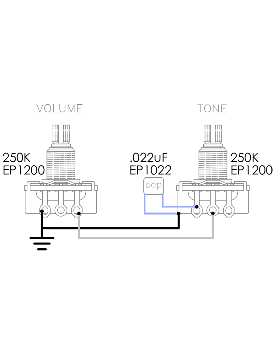 DiMarzio® EP1200 250K Potenciómetro Guitarra Eléctrica Custom Taper