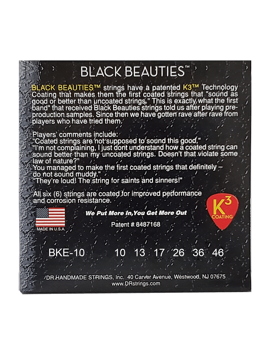 Dr Black Beauties™ 10-46 Cuerdas Guitarra Eléctrica Recubiertas Medium