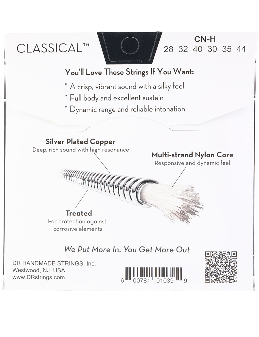 DR Cuerdas CN-H CLASSICAL Guitarra Clásica Nylon Tensión Alta 28-44