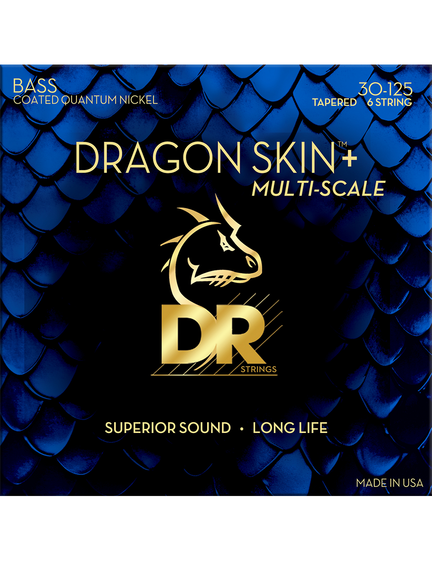 DR Dragon Skin+ 30-125 Multiescala Cuerdas Bajo Eléctrico 6 Cuerdas Nickel Recubiertas