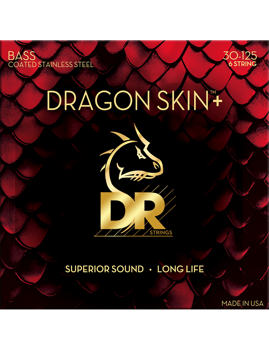 DR Dragon Skin+ 30-125 Cuerdas Bajo Eléctrico 6 Cuerdas Acero Recubiertas