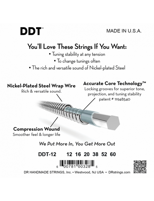 DR DDT™ 12-60 Cuerdas Guitarra Eléctrica Extra Heavy Drop-Down Tuning™