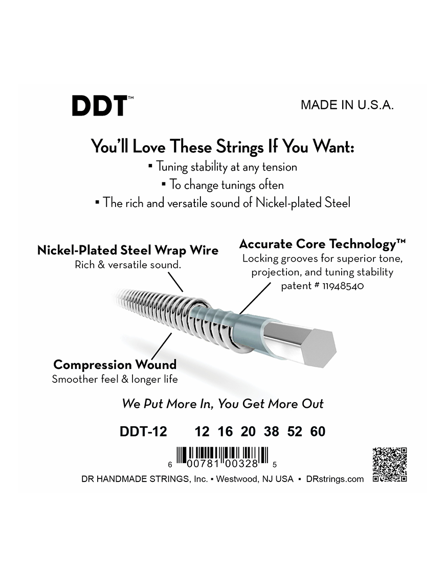 DR DDT™ 12-60 Cuerdas Guitarra Eléctrica Extra Heavy Drop-Down Tuning™