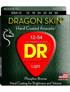 Dr Dsa-12 Cuerdas Guitarra Acústica Folk 6 Cuerdas Dragon Skin™ Coated 12-54 Light