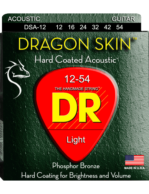 Dr Dsa-12 Cuerdas Guitarra Acústica Folk 6 Cuerdas Dragon Skin™ Coated 12-54 Light