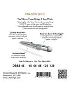 Dr Dragon Skin+™ 45-125 Cuerdas Bajo Eléctrico 5 Cuerdas Acero Recubiertas